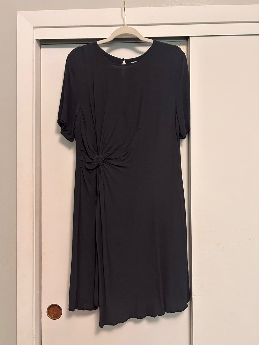 H&M Black Midi Dress with Side Knot Detail